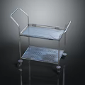 Clear Two Tier Utility Cart With Handle And Swivel Wheels Design