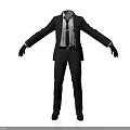 Man in Black Suit With White Shirt Tie Black Gloves and Waist Radio