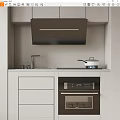 Modern Kitchen Interior Design With Cabinets Range Hood Cooktop Oven And Appliances