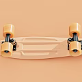Modern Transparent Skateboard Sports Equipment With Orange Wheels And Black Trucks