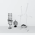 Modern Metallic Decorative Ornament Set With Candle Holder Sculptures And Vases