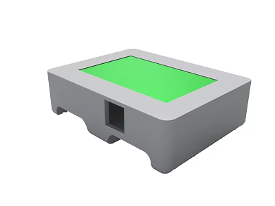 Compact Gray Square Electronic Device With Green Panel And Bottom Opening 3d model