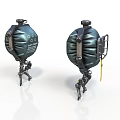 Green Mechanical Devices With Round Body Mechanical Legs Straps And Yellow Component