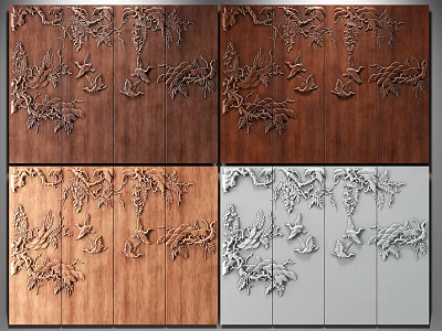 Sofa Background Wall With Carved Vine Patterns In Multiple Color Options 3d model