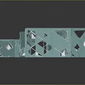 Modern Geometric Architectural Model With Turquoise Hollow Windows Block Structure And Irregular Shape