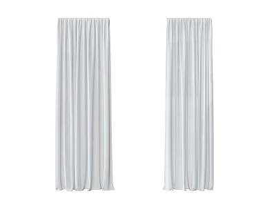 Elegant White Curtains Pair With Soft Flowing Fabric For Window Treatment 3d model
