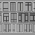 Various Window Styles Display With Different Frame Designs And Glass Types 3d model