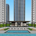 Modern High Rise Residential Complex Featuring Multiple Towers and Central Landscaped Area