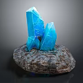 Vibrant Blue Crystal Cluster On Natural Rock Base With Geometric Formation