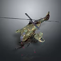 Military Helicopter Camouflage Exterior With Rotor Blades And Weapon Systems Design