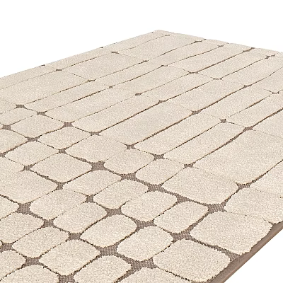 Beige Square Rug With Geometric Texture For Modern Living Room Home Decor 3d model