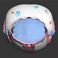 Cute Baby Diaper With Pink White Edges Blue Lining Bows And Cartoon Carrot Heart Patterns