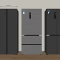 Modern Gray Refrigerators With Different Styles And Dimensions For Kitchen Use 3d model