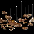 Modern Glass Pendant Lights With Irregular Shapes Hanging In Cluster Design