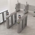Public Facilities Silver Turnstiles With Display Screens And Card Readers For Entrance Security