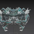 Decorative Mythical Creature Motif Chest With Intricate Metallic Carvings And Dark Green Finish