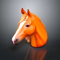 Orange Horse Head Sculpture 3D Model With Smooth Surface Against Dark Background 3d model