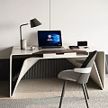 Desk and Chair Combination Computer Desk Study Desk and Chair Computer Desk Lamp 3d model