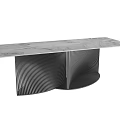 Modern Dining Table Design With Marble Top And Black Curved Striped Legs