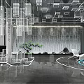 Modern Front Desk Reception Area With Stylish Counter Lighting And Decorative Greenery Design