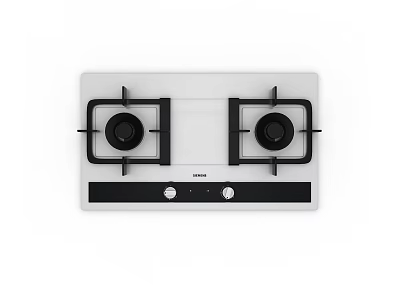 Robam Modern Kitchen Gas Stove With Two Burners White Panel And Black Burners 3d model