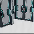 Modern Double Doors Design With White Teal Color And Geometric Lines
