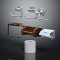 Bathroom Living Essentials With Metal Towel Racks Wooden Paper Holder And Toilet Roll