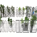 Modern Room Dividers With Green Plants And Metal Frame Glass Designs