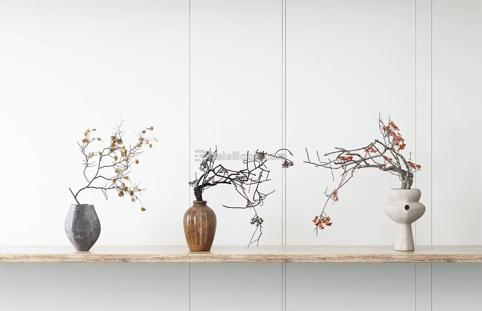 Silent Vase Silent Dried Branches Ornament Combination 3d model