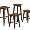 Set of Four Modern Wooden Bar Stools with Simple Design Various Heights and Sturdy Construction