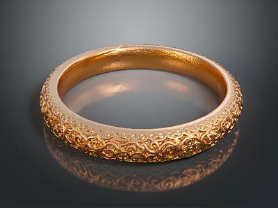 Golden Carved Bracelet With Intricate Filigree Patterns For Elegant Accessory 3d model