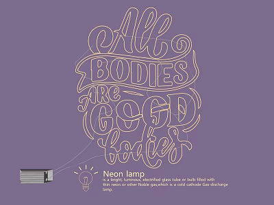 Stylish Neon Lamp With All Bodies Are Good Bodies Quote On Purple Background 3d model