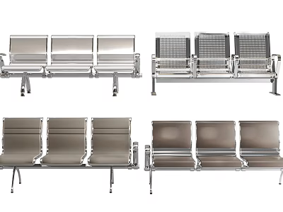 Sturdy Metal Public Chairs with Backrests for Waiting Areas and Public Spaces 3d model