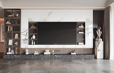 Modern TV background wall 3d model