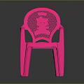 Modern Pink Plastic Dining Chair With Perforated Design And Armrests