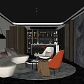 Luxurious Wine Cellar Interior Design With Curved Sofa Armchairs Round Rug And Wine Racks