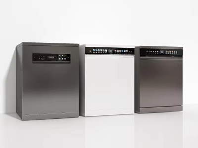 Modern Kitchen Dishwashers In Three Colors With Sleek Design And Control Panels 3d model