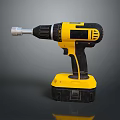 Yellow And Black Cordless Drill With Battery Operated Power Tool Design