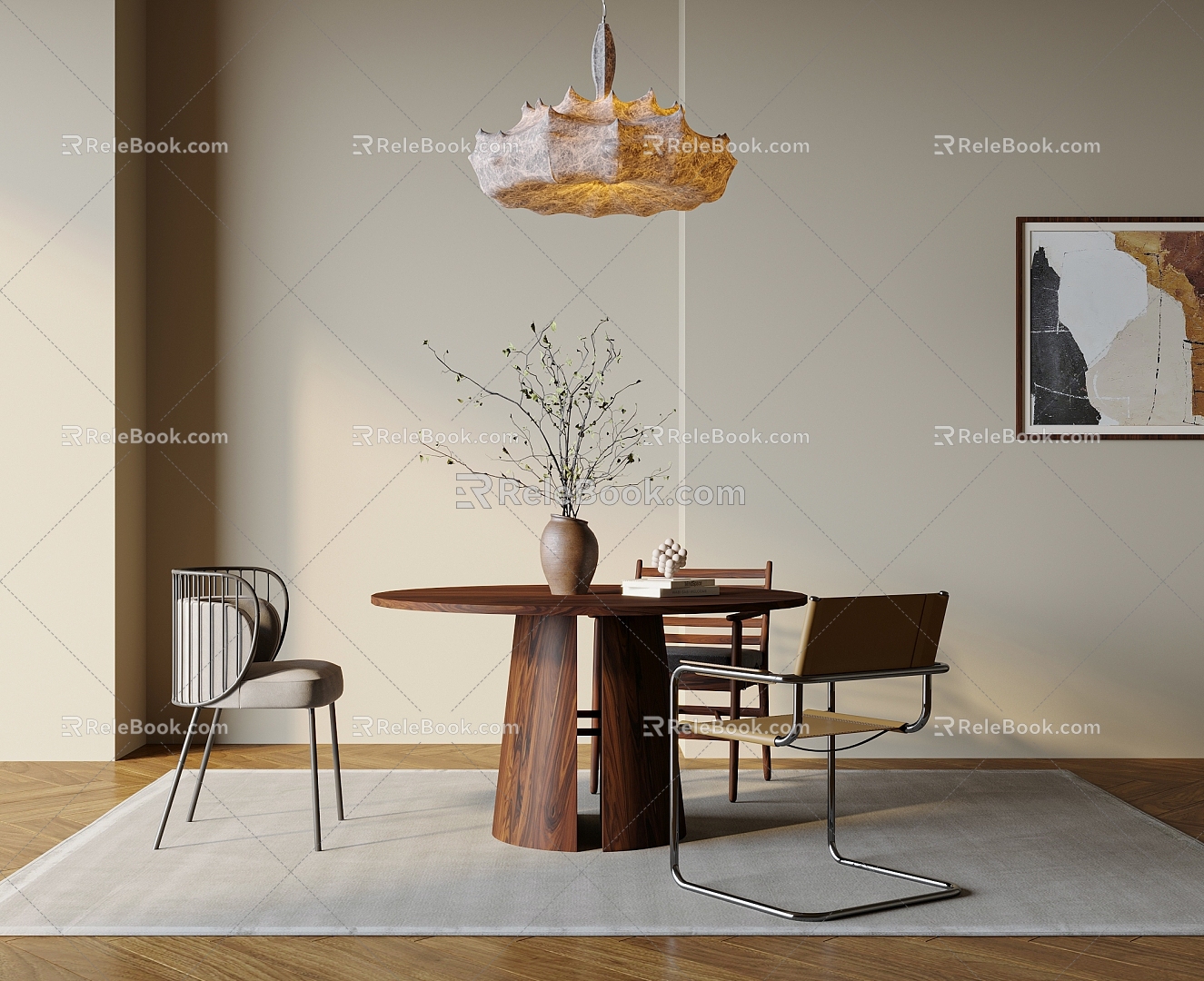 Quiet table and chair combination 3d model