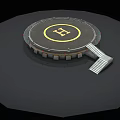Circular Helipad Structure With Yellow H Symbol Red Lights Stairs And Concrete Base