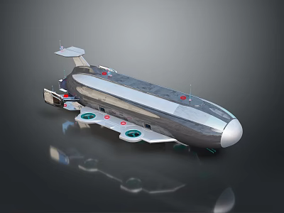 Futuristic Silver Streamlined Underwater Vehicle With Green Bottom Components And Top Antennas 3d model