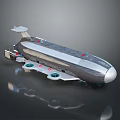 Futuristic Silver Streamlined Underwater Vehicle With Green Bottom Components And Top Antennas