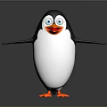 Cartoon Penguin Character With Open Arms Orange Beak Orange Feet 3D Rendered Against Gray Background