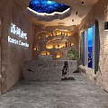 Karst Land Reception Area With Starry Ceiling Stone Walls Marble Desk And Green Plant