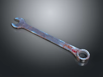 Industrial Metal Wrench with Rustic Finish Mechanical Tool for Repair and Maintenance 3d model