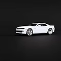White Chevrolet Camaro Two Door Sports Car With Sleek Design On Black Background