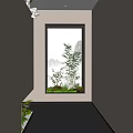 Mini Garden Features in Narrow Corridor with Window Green Plants Rockery and Planter