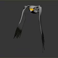 Gray Flying Bird With Outstretched Wings Yellow Beak And Black Eyes On Gray Background