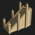 Ancient Stone Staircase With Decorative Pillars And Pointed Spires 3d model