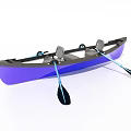 Purple Outdoor Recreational Kayak With Two Seats And Blue Paddles